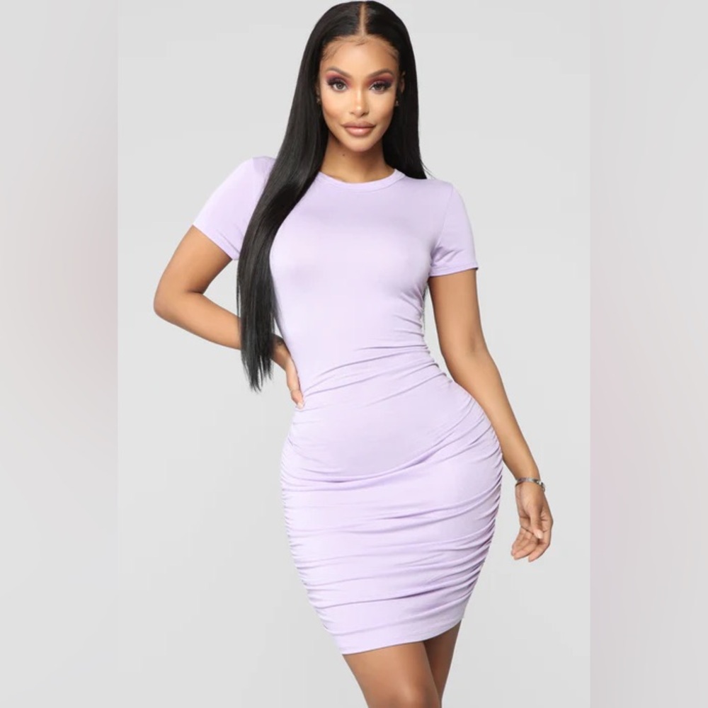 Fashion Nova Lavender Ruched T-Shirt Dress 2XL